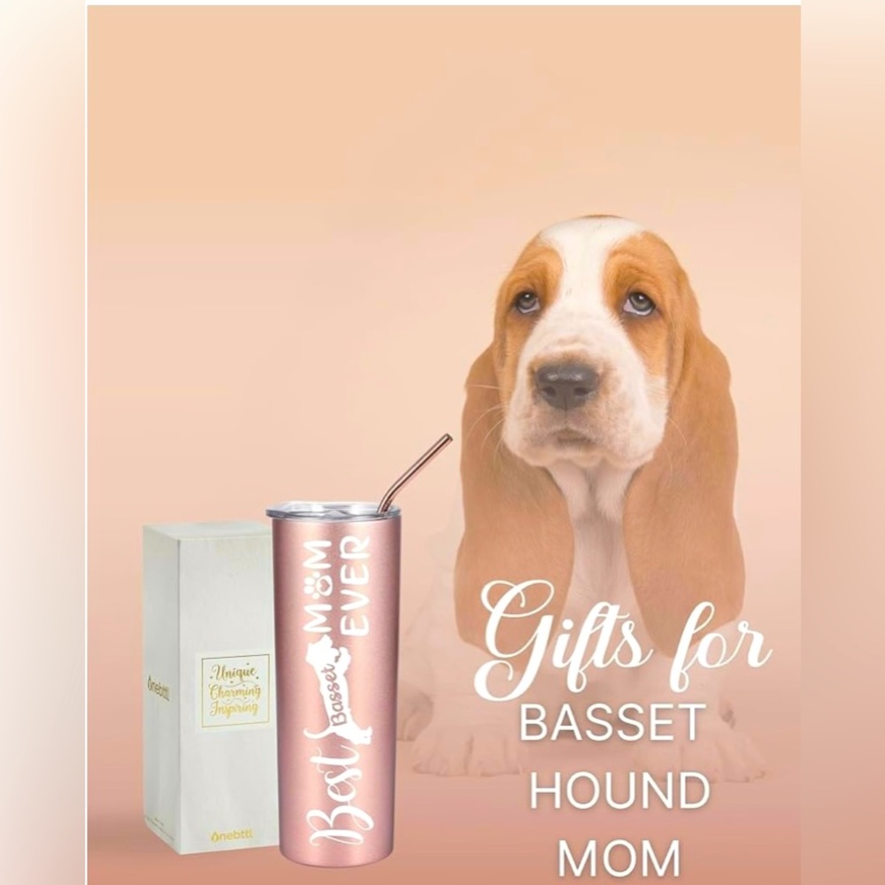 Best BASSET Mom Tumbler-Rose Gold